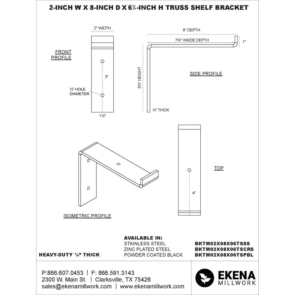 Ekena Millwork Steel Truss Shelf Bracket, Antiqued Warm Silver 2"W x 8"D x 6 3/4"H BKTM02X08X06TSAWS - alternate 9